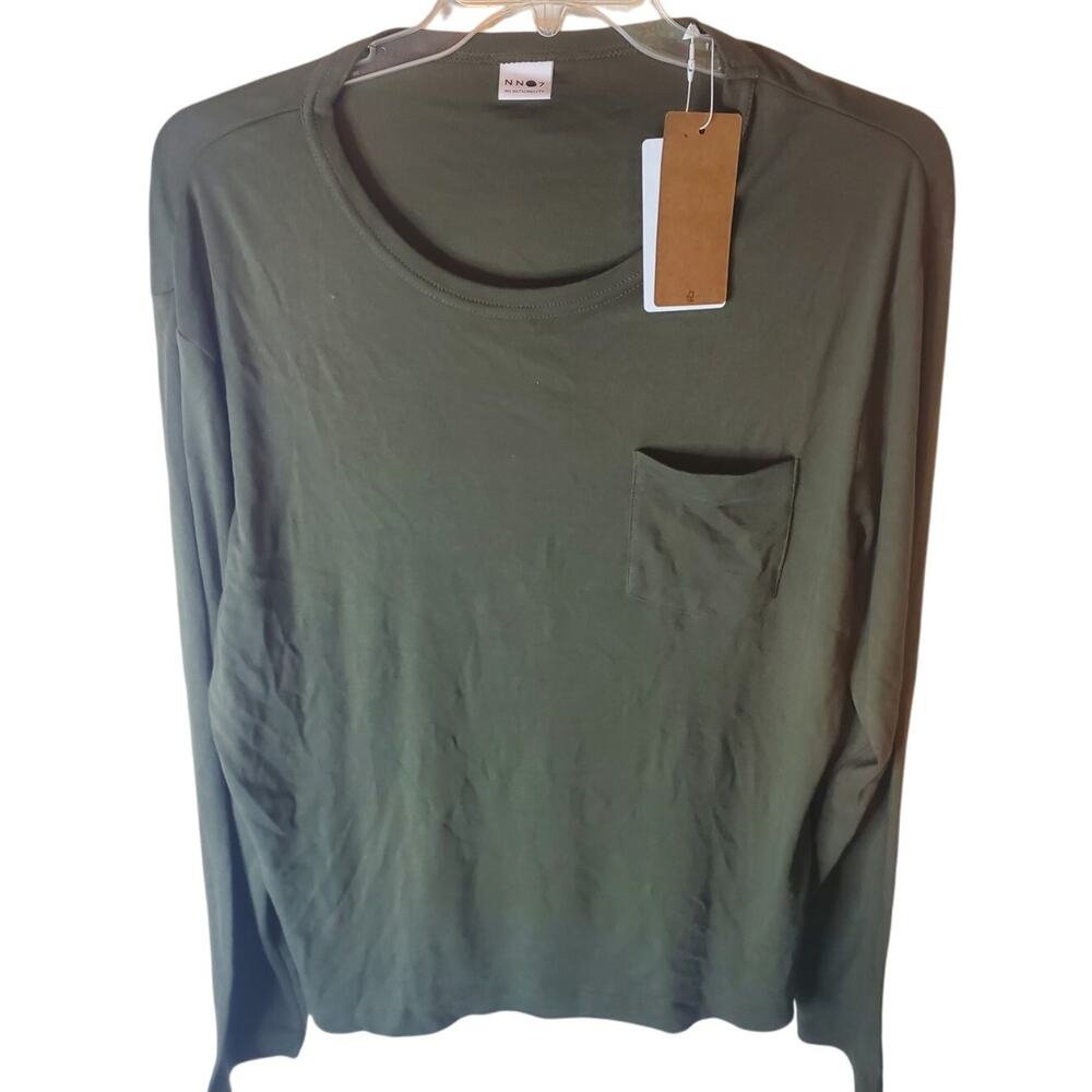 NNO7 No Nationality Long Sleeve Tee, Dark Army Green, NWT, XXL